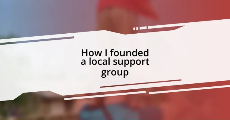 How I founded a local support group