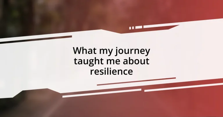 What my journey taught me about resilience